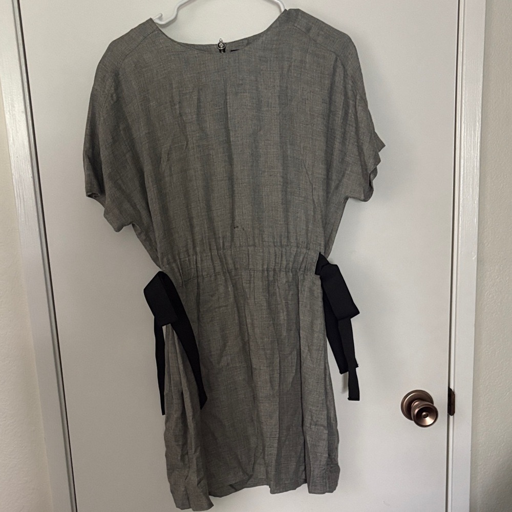 Zara Gray Midi Dress with Black Ties